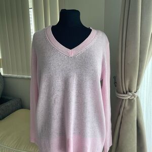 ALASHAN 100% Cashmere Pink V-Neck Sweater for Women M